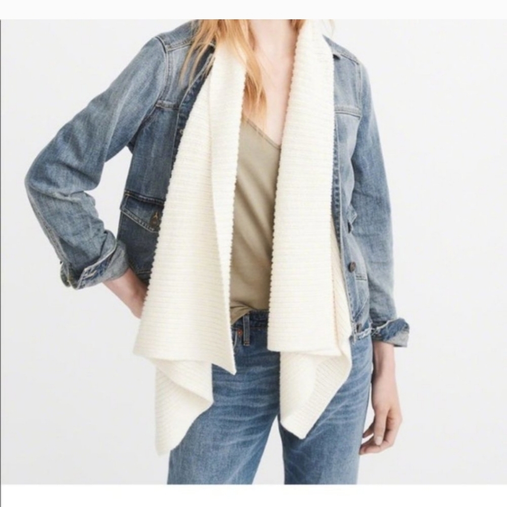 Abercrombie & Fitch Denim Jacket with Knit Collar